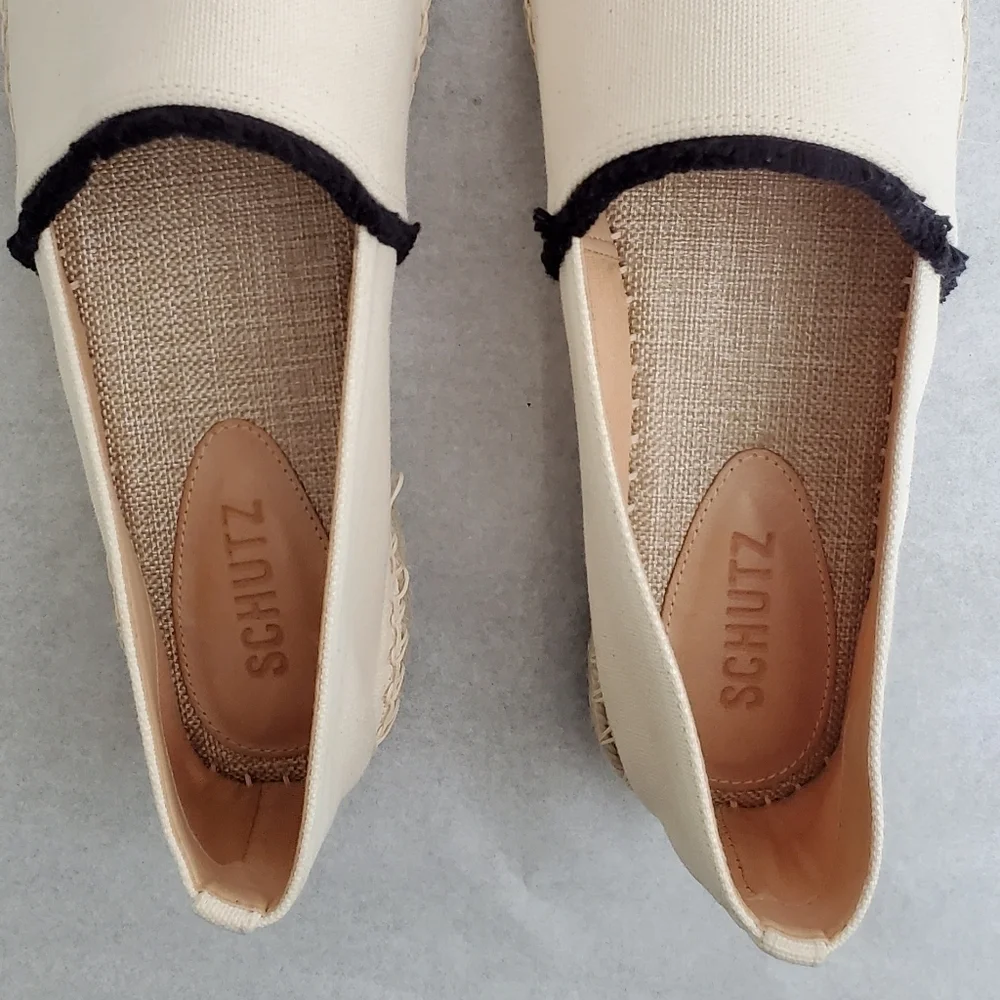 New Schutz Ohanna Printed Canvas Espadrilles Size 10